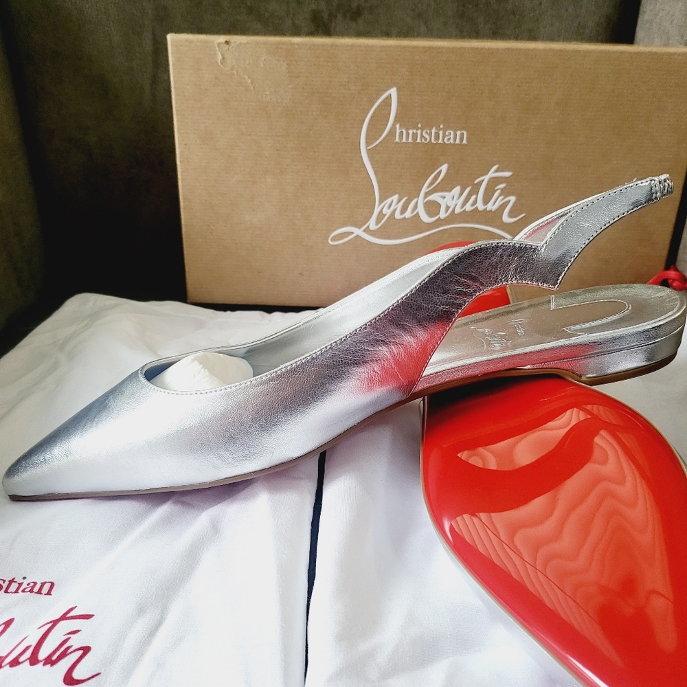Christian Louboutin Silver Ballet Flats -Size 42 New